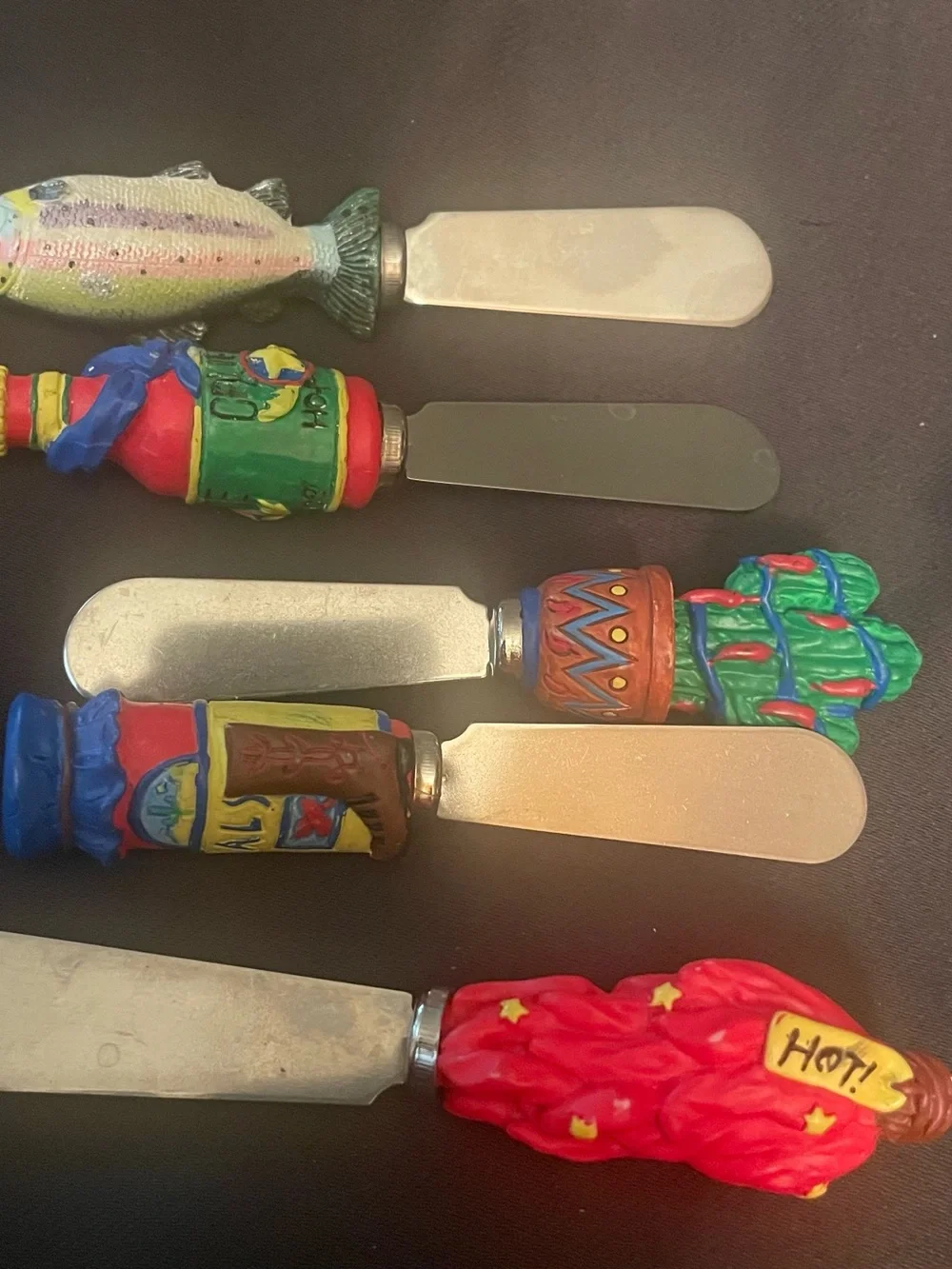 Vtg Boston Warehouse Lot Of 5 Butter Spreaders Bread And Cheese Multicolor